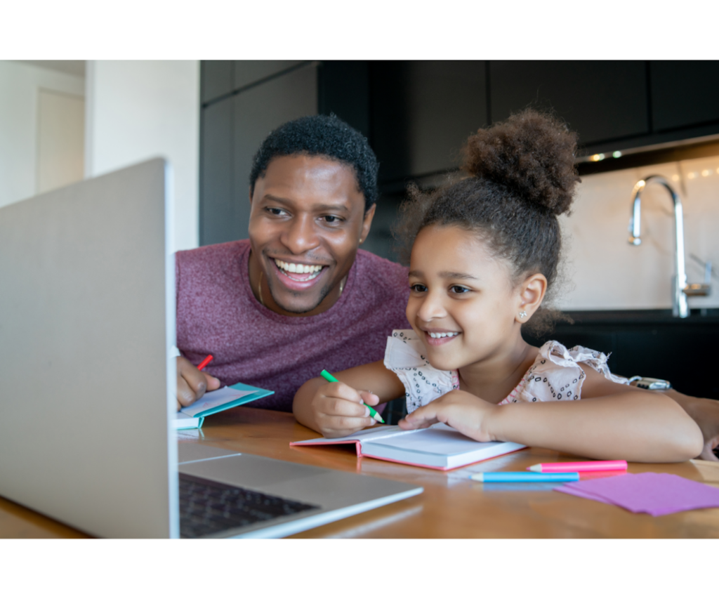 A Father Helping His Daughter with Homeschool